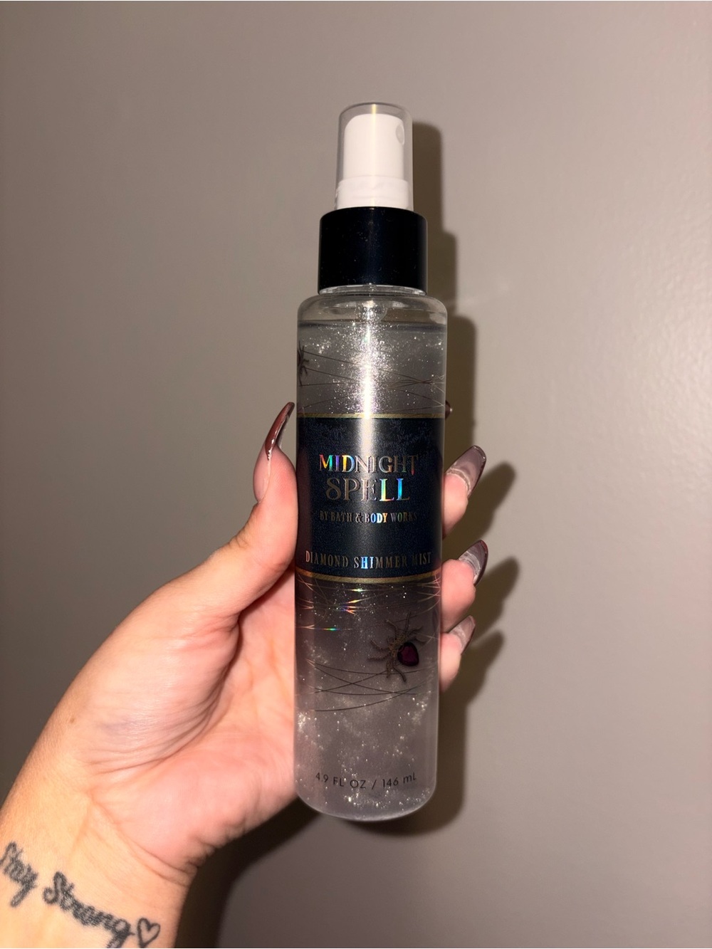 Bath & Body Works Midnight Spell Diamond Shimmer Mist - Clear with Black Label